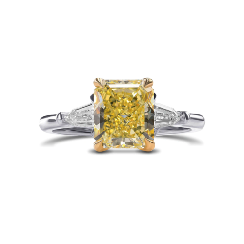 Radiant Fancy Vivid Yellow Ring 1.91 Ct IGI Lab Grown Diamond 14k White Gold