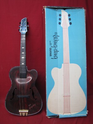 Vintage Original Sears Wing-Ding Plastic Guitar by Emenee with Box
