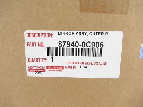 Genuine OEM Toyota 87940-0C906 Driver Side Mirror 2003-2006 Sequoia