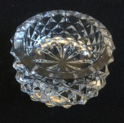 Round Cut Crystal Open Salt Cellar w/Diamond Pattern - 1 7/8'' diameter