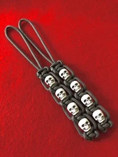 275 Paracord Small Hole Knife Lanyard 2pk Dark Gray With White Skulls