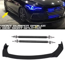 For Hyundai Front Bumper Lip Spoiler Splitter Body Kits Strut Rods Glossy Black