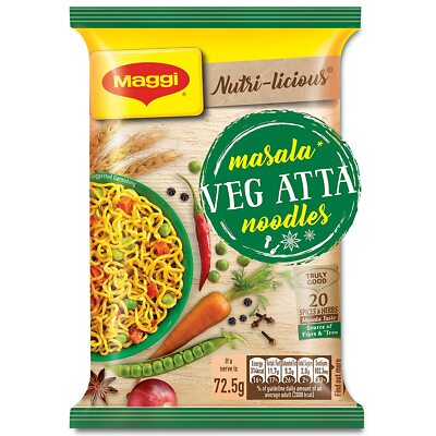 12 X MAGGI Nutri-Licious Masala Veg Atta Weizen Flour Nudeln   72.5 G Tasche