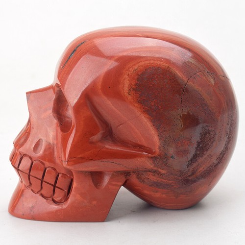 4.5'' Natual Realistic Red Jasper Skull Handmade Carved Crystal Healing 1118g - Picture 3 of 8