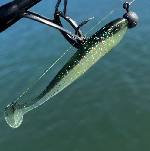 Soft Plastic Fishing Lure Curly Tail Paddle Tail Bream Grub Worm Tackle Jig head - Picture 50 of 74