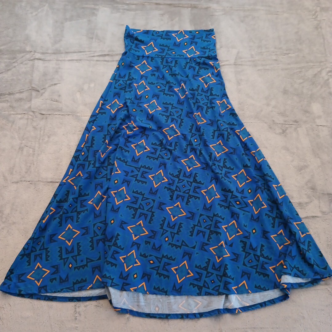 LuLaRoe Maxi Skirt Small Blue Geometric Long Pull On-image