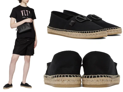 VALENTINO GARAVANI Espadrilles Stud Sign Canvas V-LOGO Sneakers Chaussures 41 - Photo 1/4