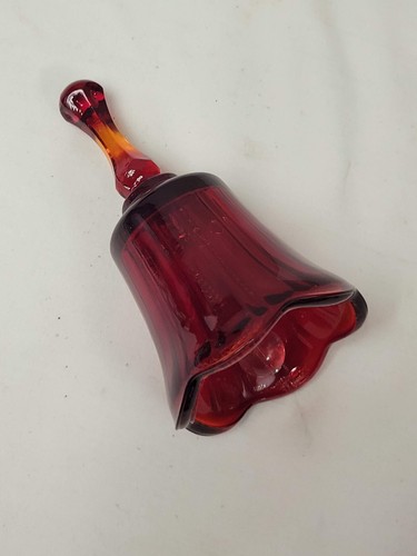 VTG 1980's Fenton Red Glass Bell Handpainted & Signed D Cutshaw Floral Flower - Bild 5 von 7