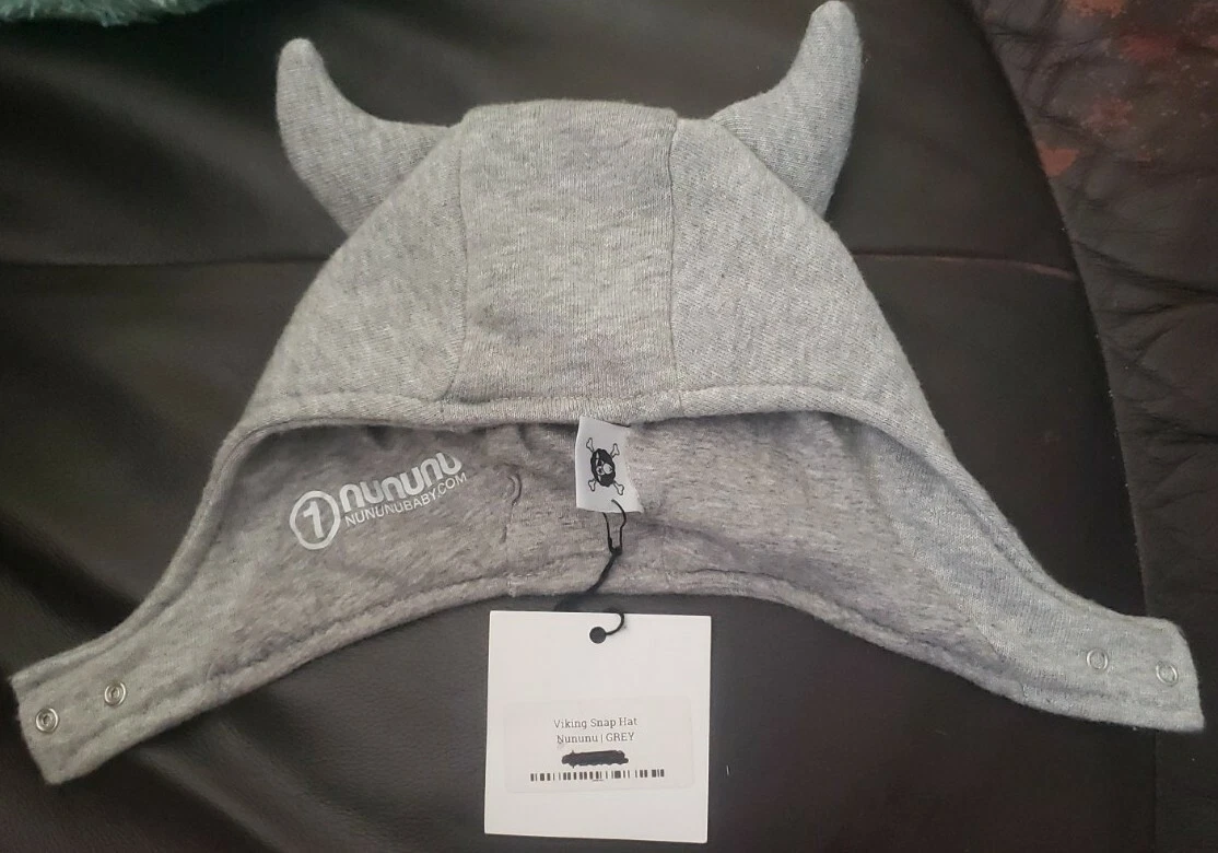 Nununu Baby Viking Snap Hat Heather Gray Size 0 - 6 Months