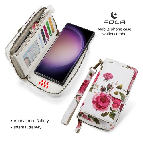 Large Capacity Wallet Handbag Removable Phone Cover For Samsung S22 S23 S24 Case - Picture 31 of 84