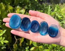 Blue Onyx Worry Stone (Polished Gemstone, Blue Onyx Crystal Pocket Palm Stone)