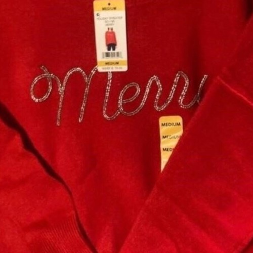 Vince Camuto Women's Holiday “Merry” Sweater Size M Red - Bild 4 von 7