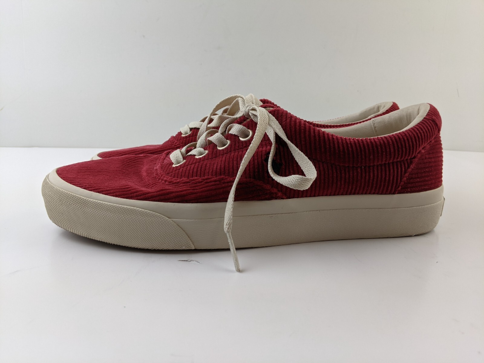 Polo Ralph Lauren Keaton Pony scarpa casual in velluto a coste da uomo US 8 tessuto rosso classico