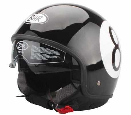 BHR - CASCO VINTAGE 8 NERO MIS. XS DEMI JET CON VISIERA | eBay