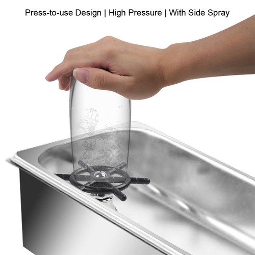 325*175mm Glass Rinser Cleaner Coffee Cup Washer Stainless Steel Sink+Drainboard - Picture 4 of 11