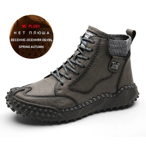 Botas De Cuero Para Hombre Zapatos De Nieve De Felpa Zapatillas Trabajo Invierno - Imagen 9 de 13