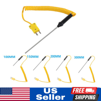 1X K-Type Thermocouple Stainless Steel/Probe Temperature Controller Wire Sensors