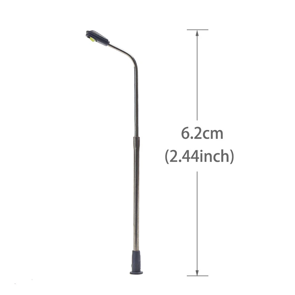 LQS06 10pcs N Scale 1:160 Model Railway Bright White LED Lamp Street Light 6cm - Image 4 of 4