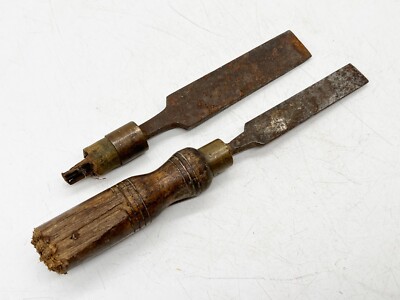 VINTAGE 2 ALTE HOLZBEITEL MELIERT UND SOHN & EIN ANDERER