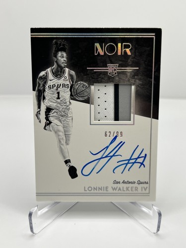 2018-19 PANINI NOIR BASKETBALL LONNIE WALKER IV RC 62/99 PATCH AUTO NO 317 SPURS