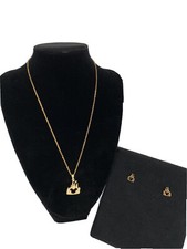 Stainless Steel Disney Castle Mickey Necklace and Earrings Studs Set Gold Color