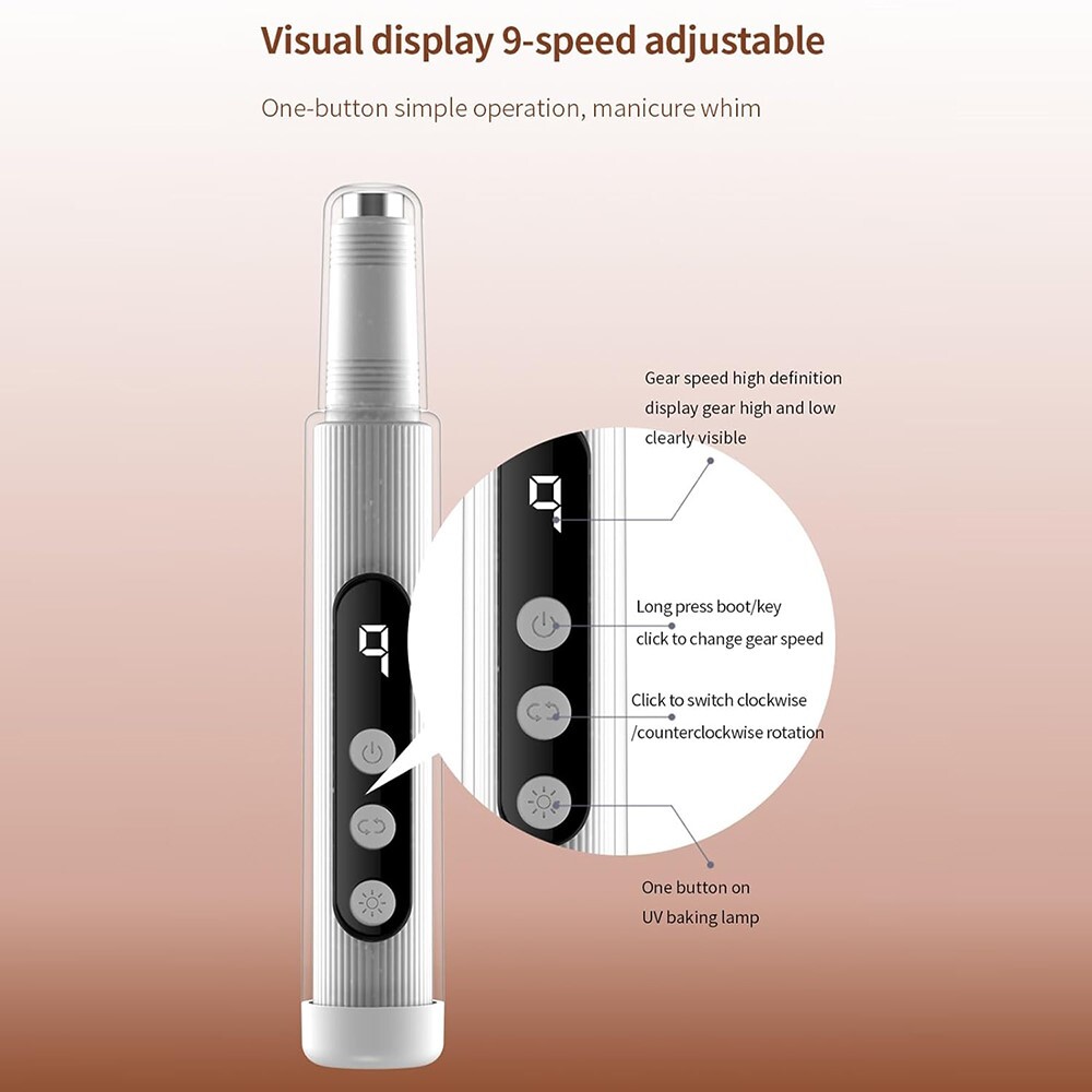 Rechargeable Nail Grinder with Integrated Baking Lamp for Ho