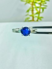 Natural Sapphire Gemstone Ring, 925 Silver Ring, Round Cut Sapphire Wedding Ring