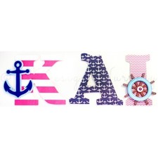 Girls Nautical Themed Wooden Nursery Letters - Custom Sailing Themed Kids Room