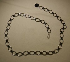 Vintage Oval Links Silver Tone Metal Mod Hippie Belt - 38" Long Adjustable