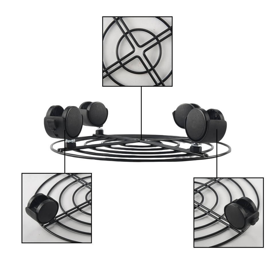 2X(Metal Plant Flower Pot Stand Trolley on Wheels Indoor Outdoor