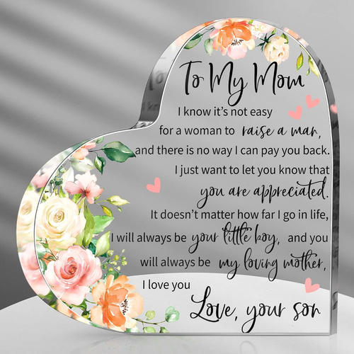 Mothers Day Gifts Acrylic Mom Birthday Sign Plaque Presents from Daughter Son Gr