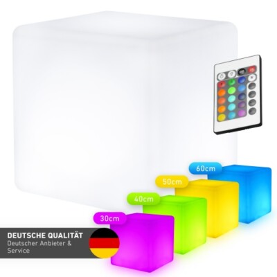 7even LED Würfel - mit Farbwechsel - 6 Größen - Leuchtwürfel Outdoor - inkl. Akk