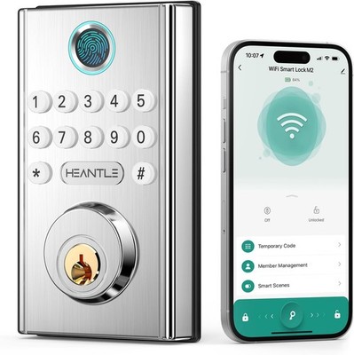 WiFi Smart Lock Front Door Deadbolt Fingerprint Keyless Entry Digital Keypad APP