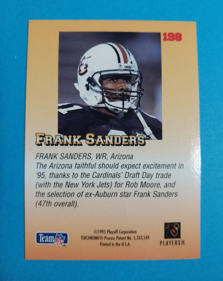 1995 Playoff Prime - Frank Sanders RC Draft #198 Cardinals  - Image 2 of 2