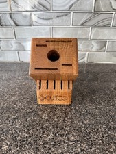 Cutco 10 Slot Knife Block Honey Oak Holds 9 Knives + Sharpener Hole Made in USA