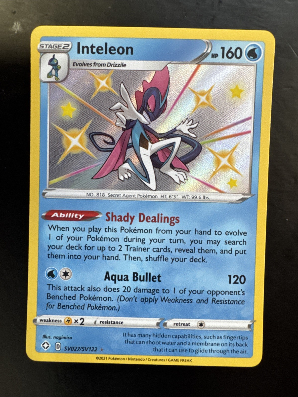 Inteleon SV027/SV122 Shining Fates Shiny Vault Holo