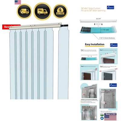 38'' x 84'' Vinyl Strip Climate Control Curtain Kit, Slide-in Strips Perfect fo...