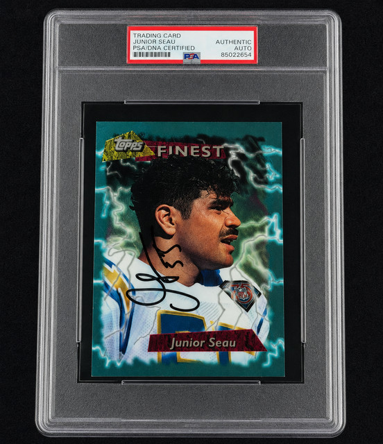 Signed Junior Seau 1995 Topps Finest Jumbo #255 Autogramm Rookie Card HOF PSA
