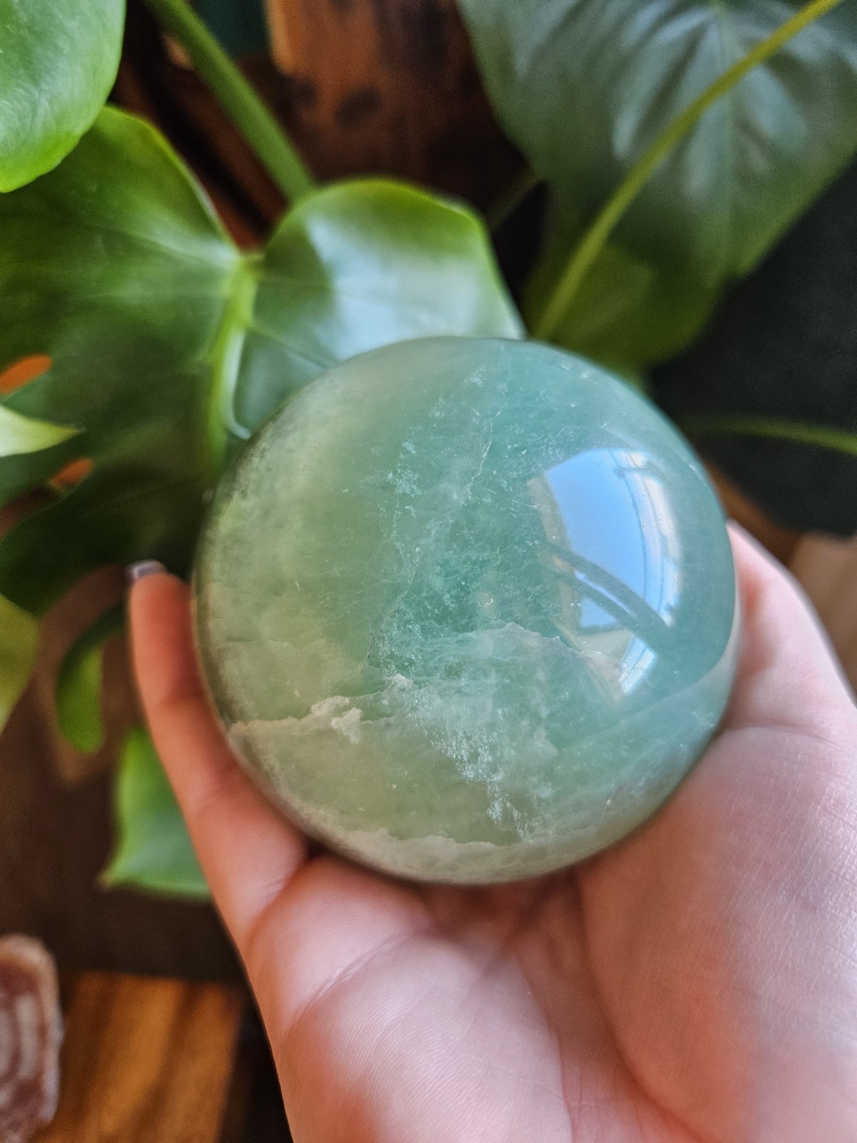 XL Green Fluorite Sphere Polished Statement Crystal Madagascar - 3