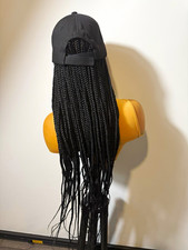 Long Braided Wig Hairpiece Black Synthetic Classic Cap Attachment One Size Women