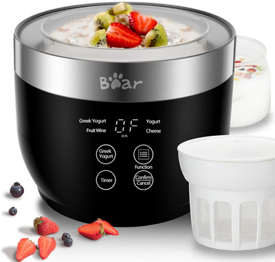 Bear Yogurt Maker, Greek Yogurt Maker Machine with Strainer and Timer Control, S