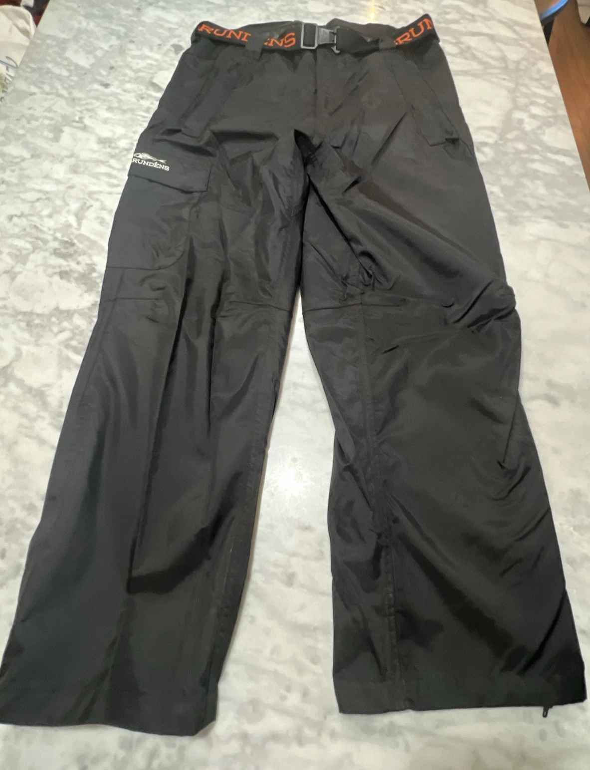 Grundens Waterproof Pants Men Large PU Coating Belt Nylon Fishing