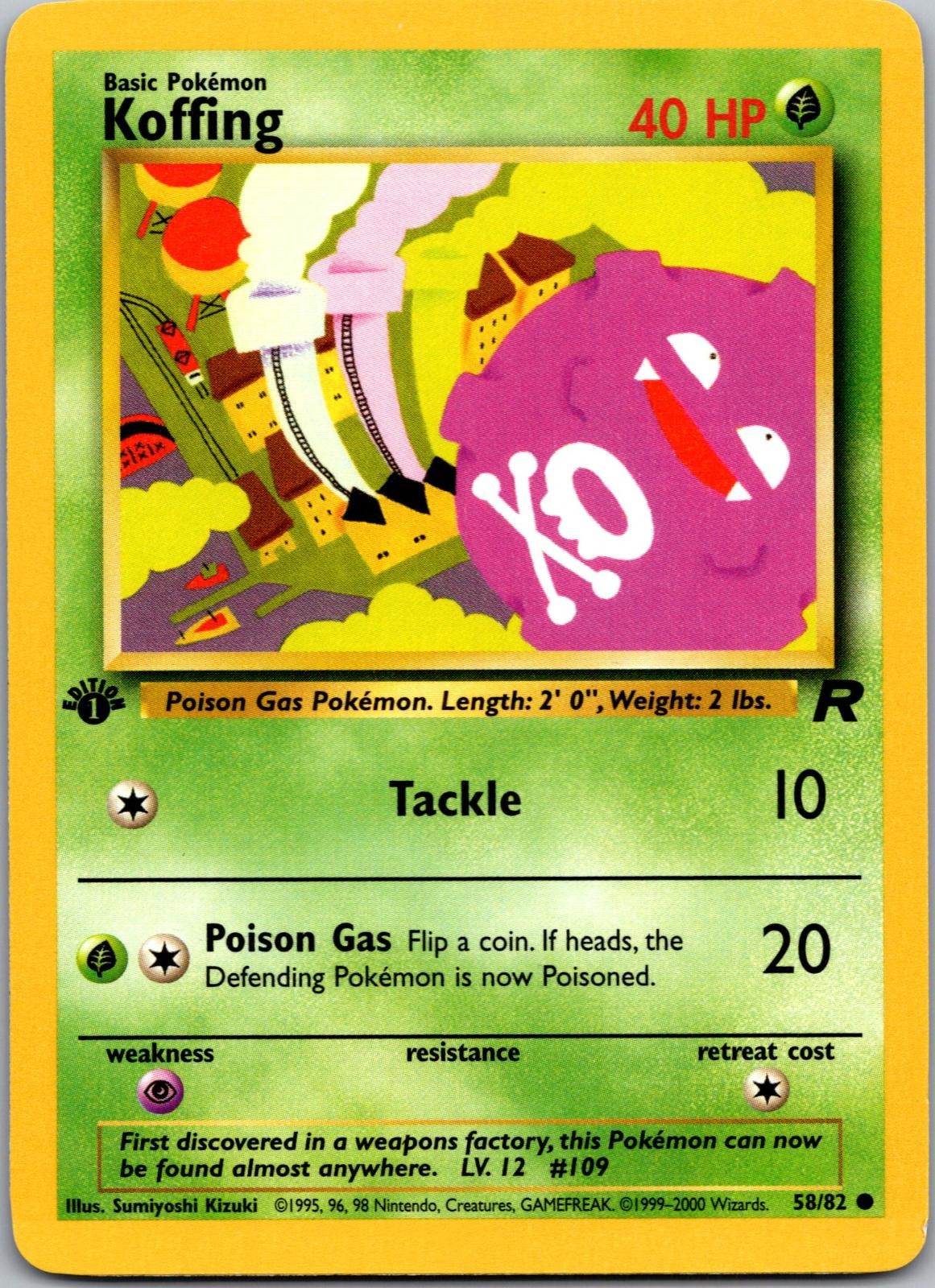 Koffing 58/82 Common Team Rocket Pokemon 1st Edition Near Mint