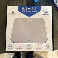INEVIFIT Digital Bathroom Scale Glass Silver Bright Display 400 lbs I-BS005S