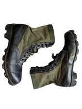 Stivali giungla vintage US Vietnam RO Search taglia 9,5 W nero verde punta militare