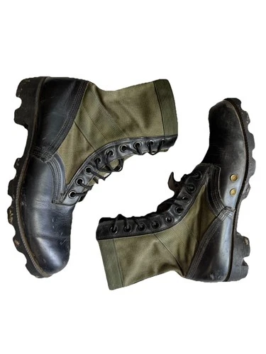 Vintage US Vietnam RO Search Jungle Boots Size 9.5 W Black Green Military Spike