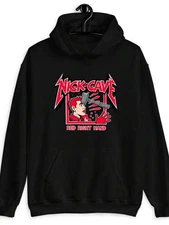 Nick Cave & The Bad Seeds Red Right Hand Logo Hoodie - Iconic Hammer & Nick Cave