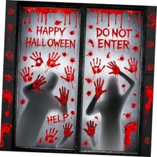 Halloween Bloody Window Clings Decorations - 6 Sheets Scary Stickers