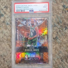 Topps 2025 Chrome Cactus Jack Derrick White #60 Orange Refractor /50 PSA 9 Celt…