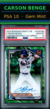 2024 Bowman Chrome Sapphire Carson Benge Green Rookie RC Auto /99 PSA 10 Gem